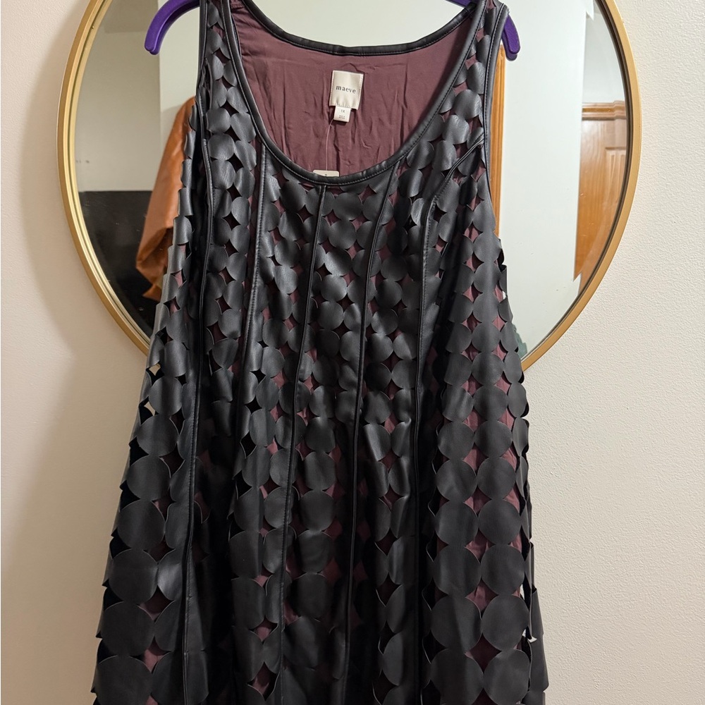 Maeve Faux Leather swing dress